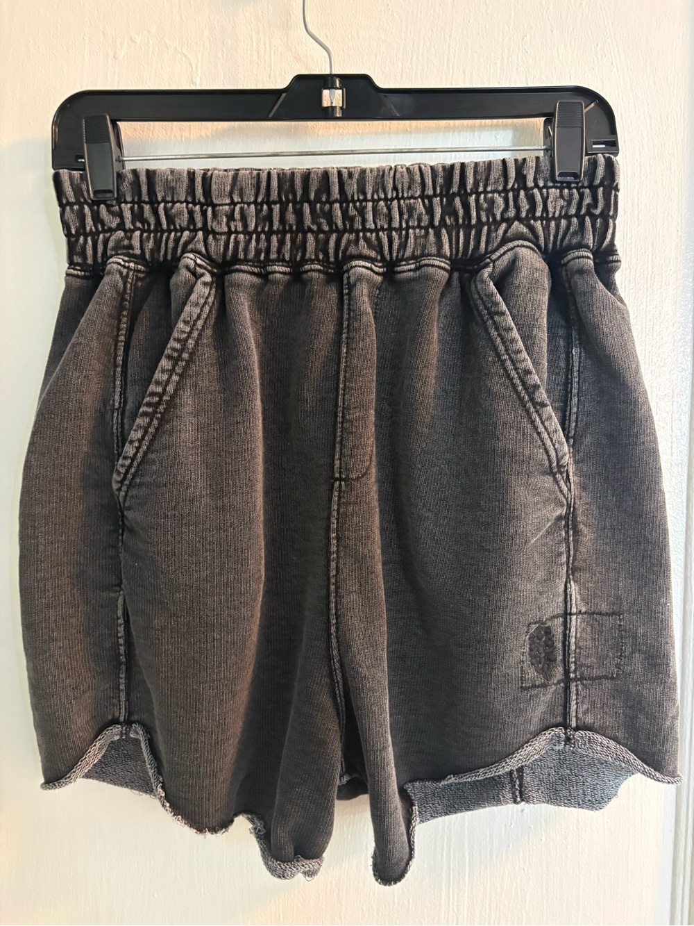 Free People Washed Black High-Waist Elastic Shorts